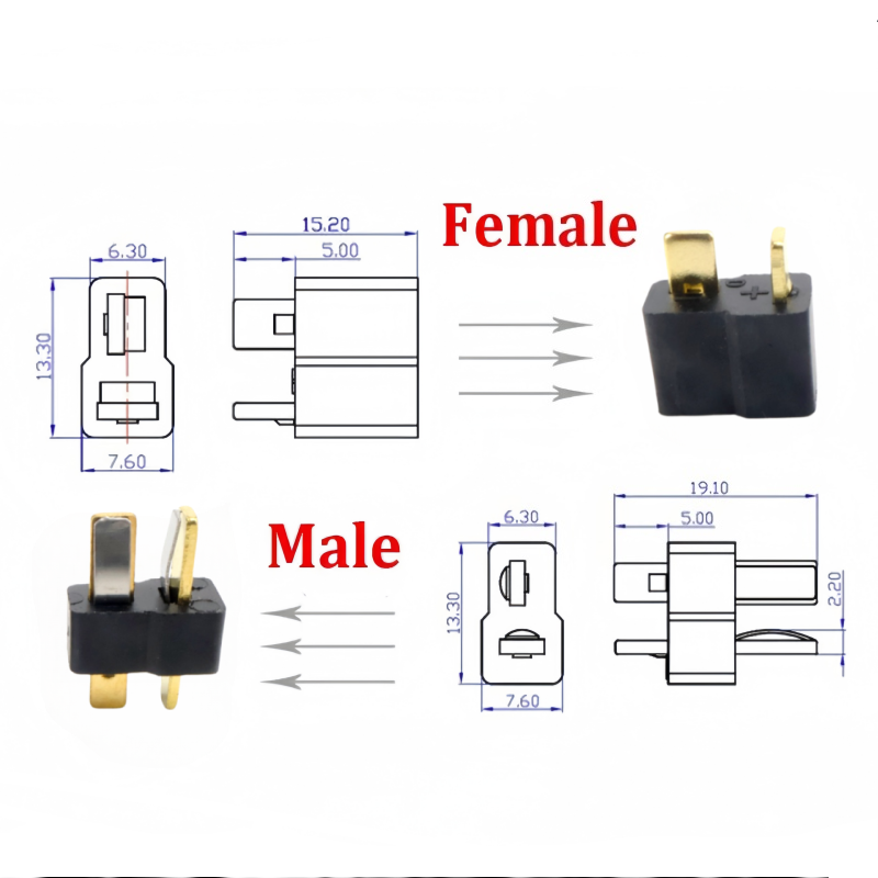 10/20Pcs  T Plug Male/Female C - Drone Rc Not Connected のレビューと価格