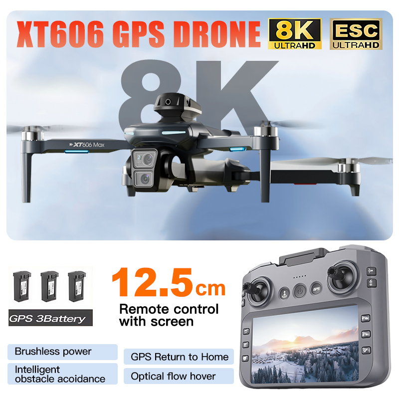 XT606 MAX 3 battery Drone 4k 8 - Drone Ls Rc のレビューと価格