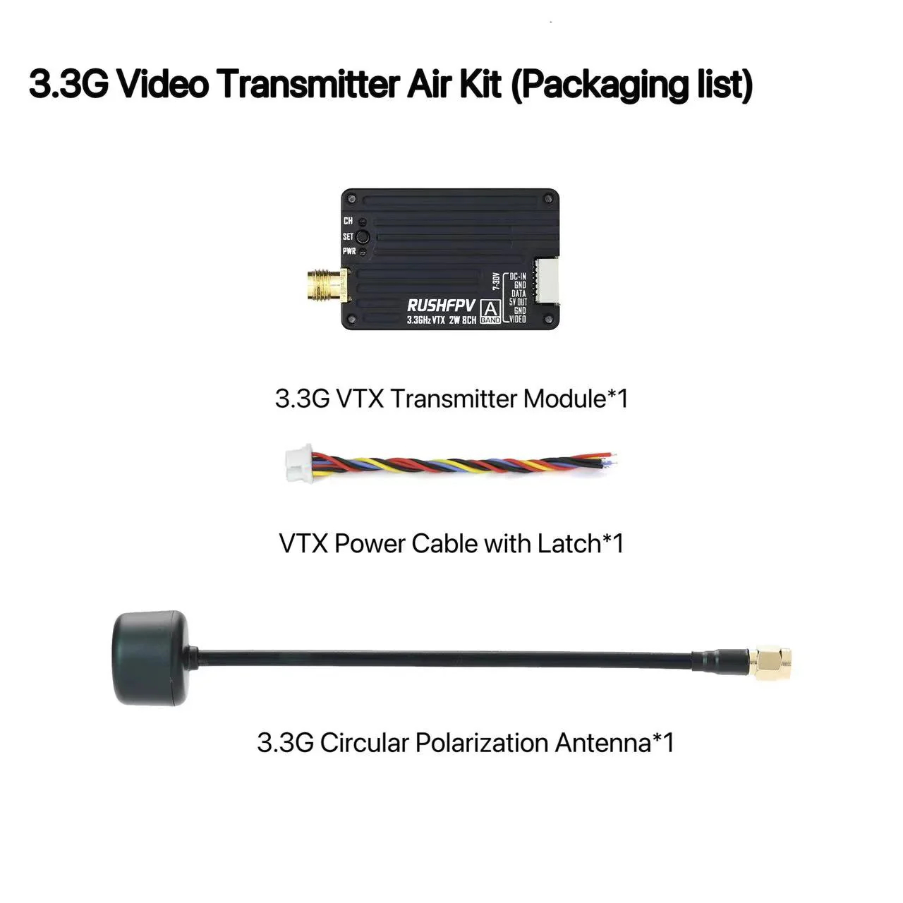 RUSHFPV 3.3G 2W VTX Transmitte - Fpv Antenna Receiver のレビューと価格
