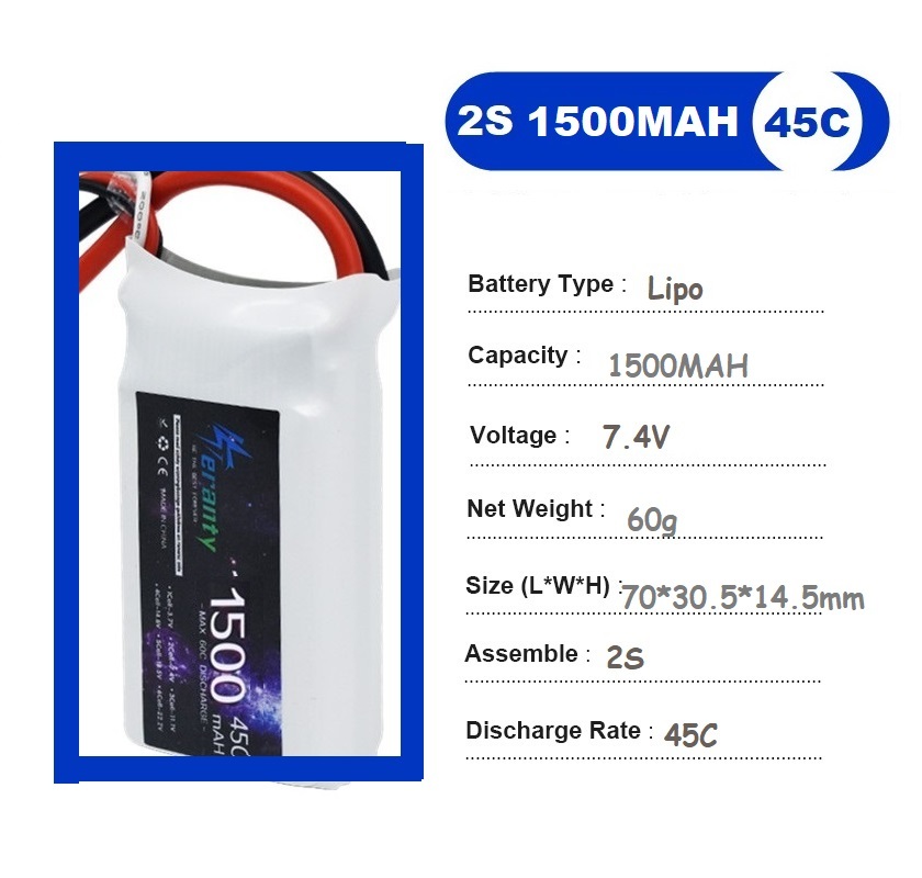 2PCS 7.4V Lipo 2S Battery 1500 - Drone Lipo Battery のレビューと価格