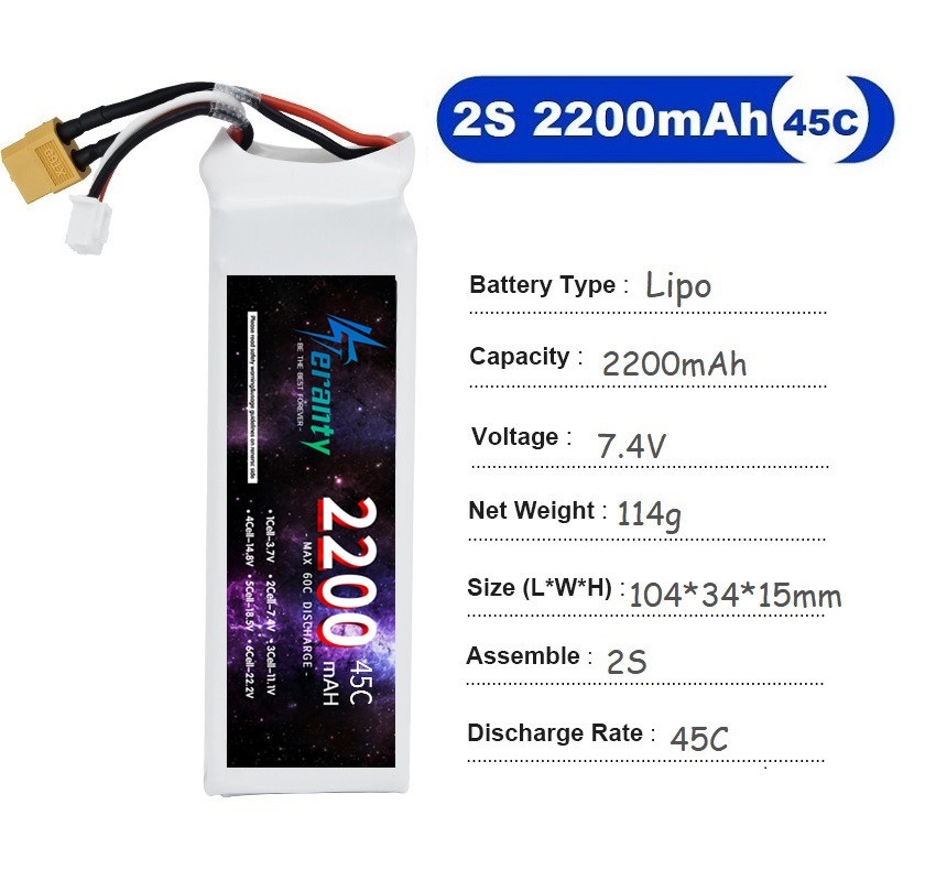 2PCS 7.4V Lipo 2S Battery 1500 - Drone Lipo Battery のレビューと価格