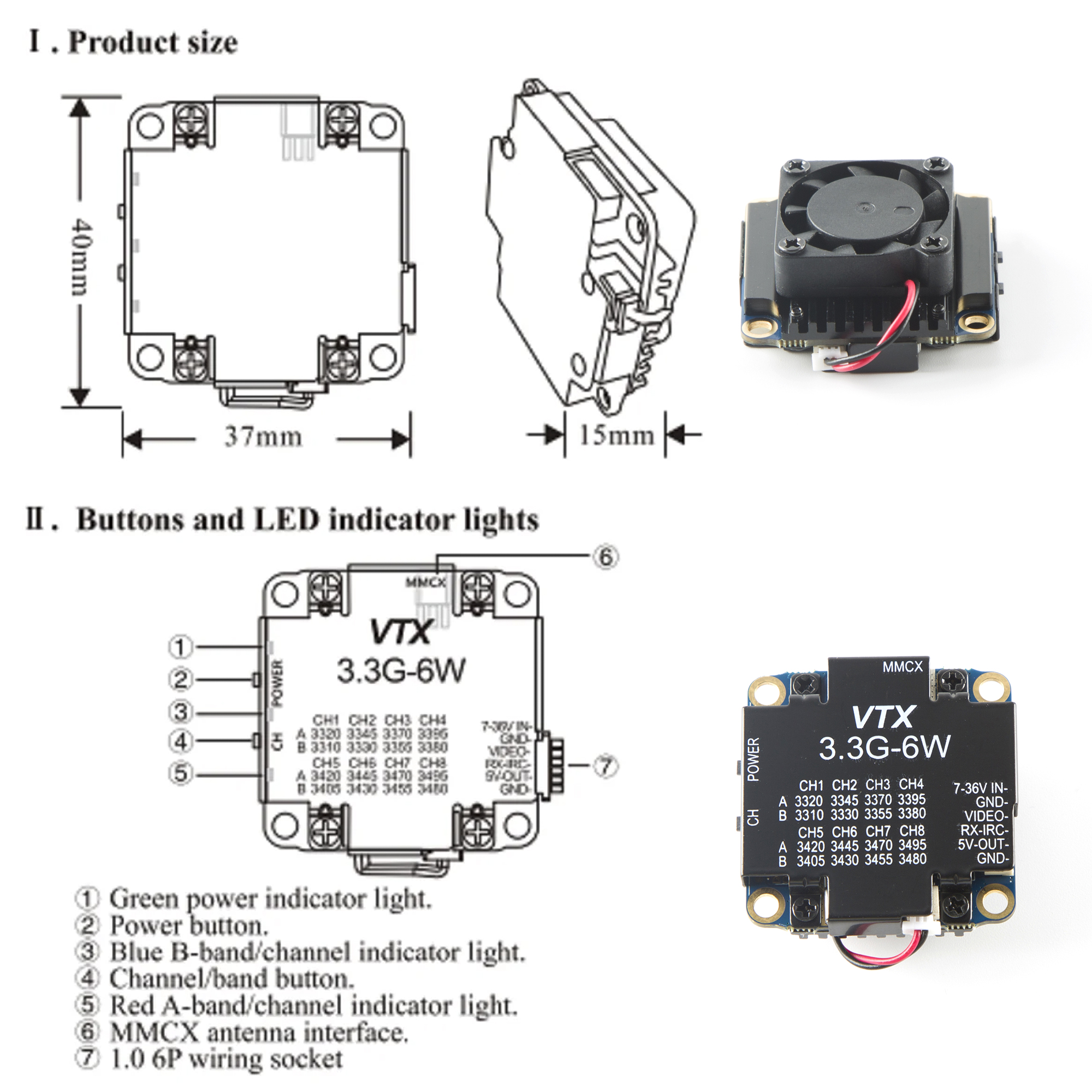 FPV Video Transmitter 3.3G 6W  - Drone Rc Diy のレビューと価格